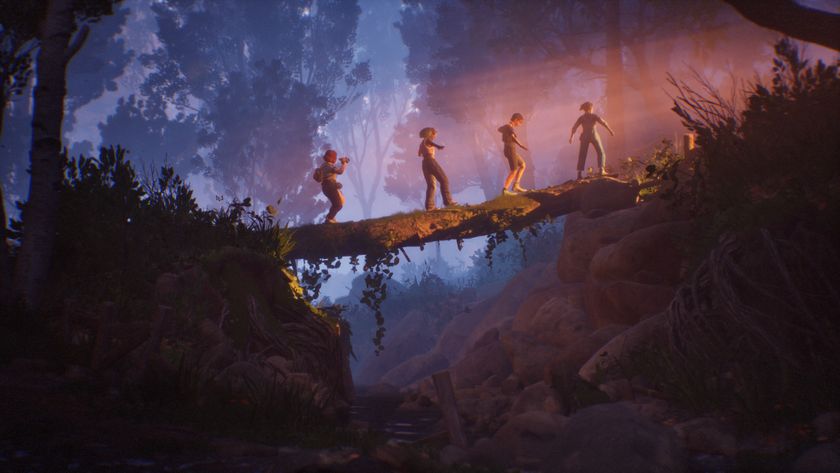 The characters walk across a tree bridge in Lost Records: Bloom &amp; Rage.