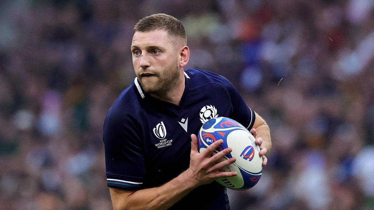 Scotland skipper Finn Russell on the ball ahead of the Wales vs Scotland match in round 1 of the Six Nations Championship 2024