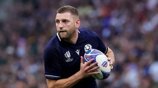 Scotland skipper Finn Russell on the ball ahead of the Wales vs Scotland match in round 1 of the Six Nations Championship 2024