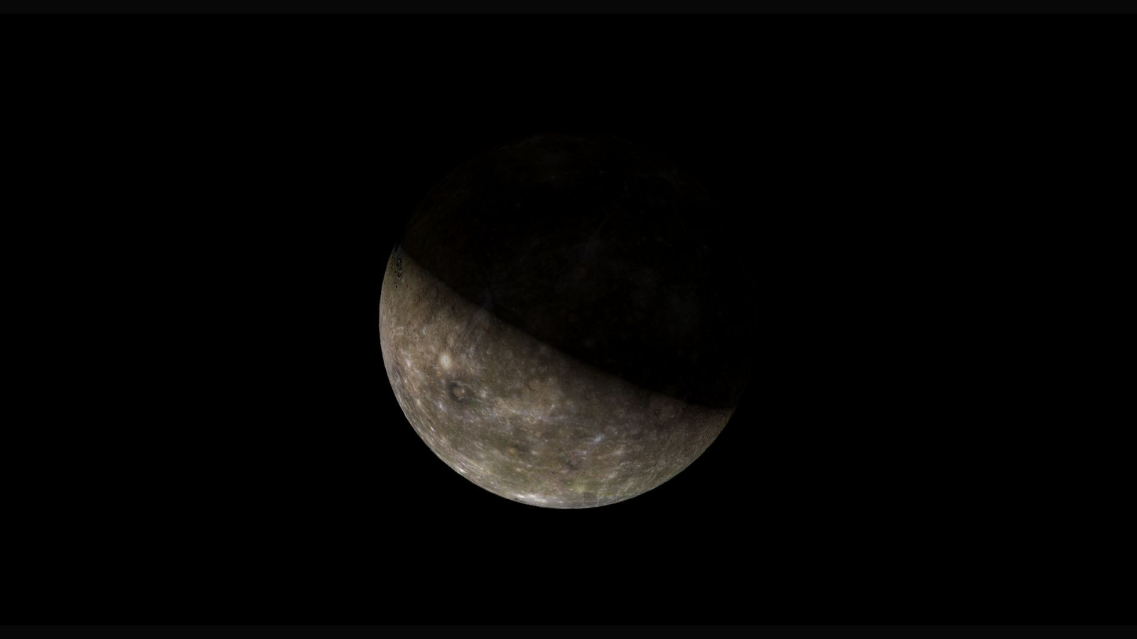 A close up of Mercury in the darkness of space.