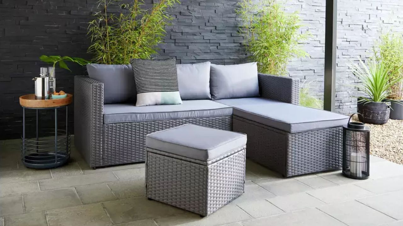 Habitat 4 Seater Rattan Effect Garden Sofa Set - Grey