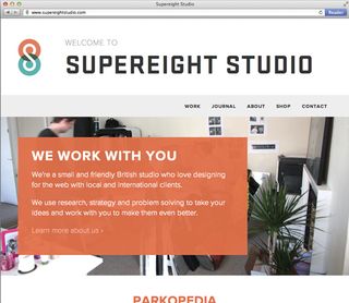 Photographic backdrops and chunky fonts to the fore at Supereight Studio's site