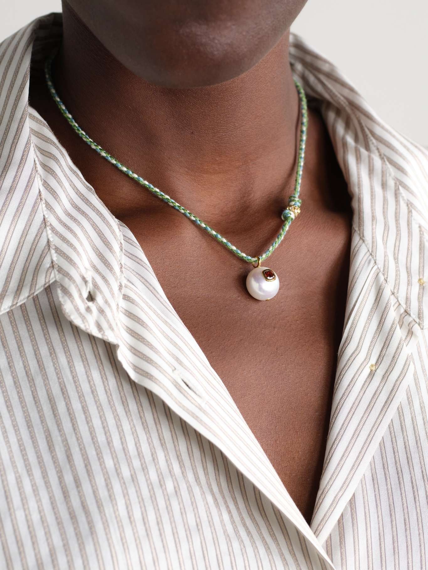 Pascale Monvoisin, Eddie 9-karat gold, cord and multi-stone necklace