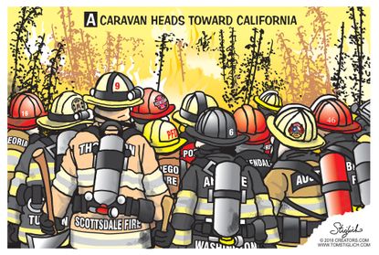 U.S. California wildfires caravan of firefighters help Arizona Oregon Washington