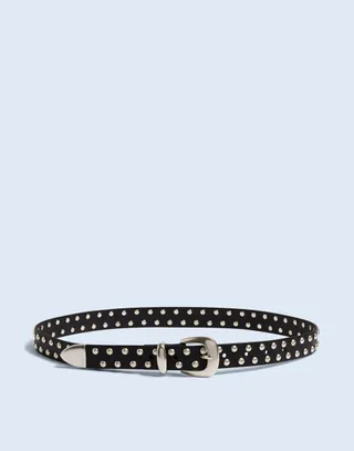 Skinny Leather Western Belt: Studded Edition