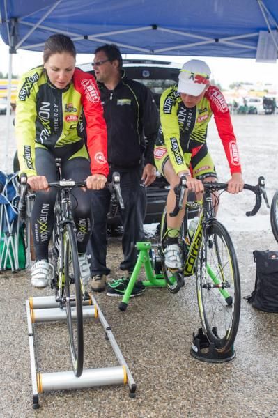 ABUS Nutrixxion riders get ready for a wet ride