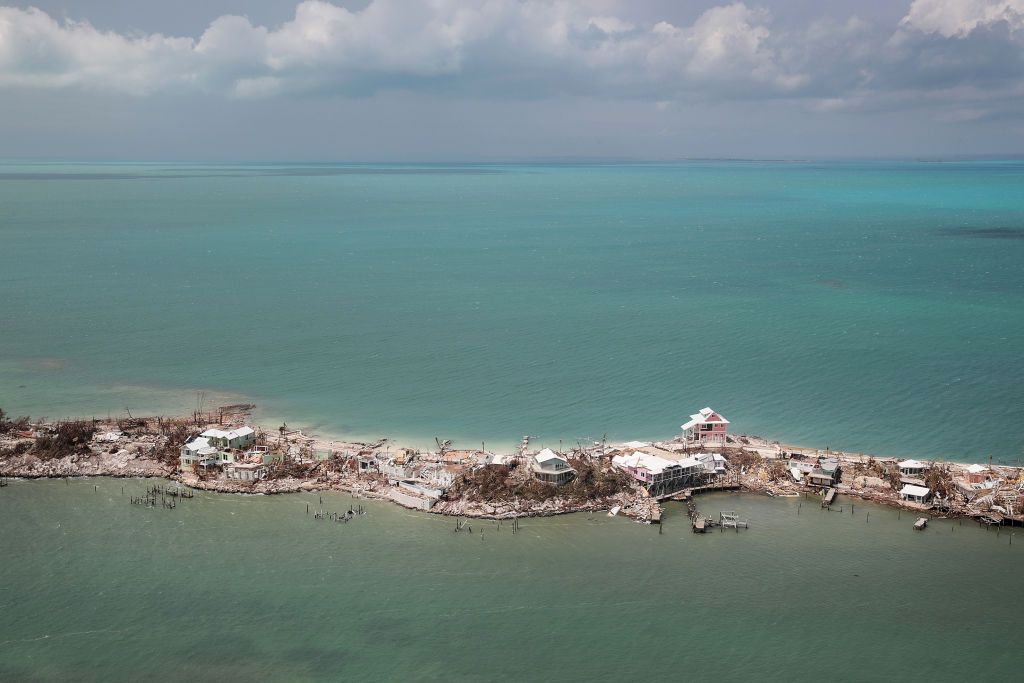 An aerial view of destruction caused by Hurricane Dorian in the Bahamas.