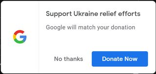 Google asks for donations towards Ukraine relief efforts