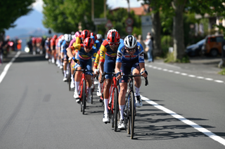 Soudal-QuickStep's Pieter Sierry leading the peloton on stage 5 of the Giro d'Italia