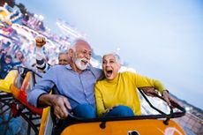 Couple on a roller coaster