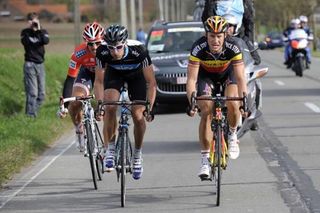 Juan Antonio Flecha (Team Sky) leads Cancellara and Boonen