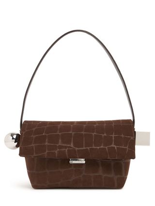 Le Rond Carre Croc Suede Shoulder Bag - Jacquemus - Women - Dark Brown - Unique