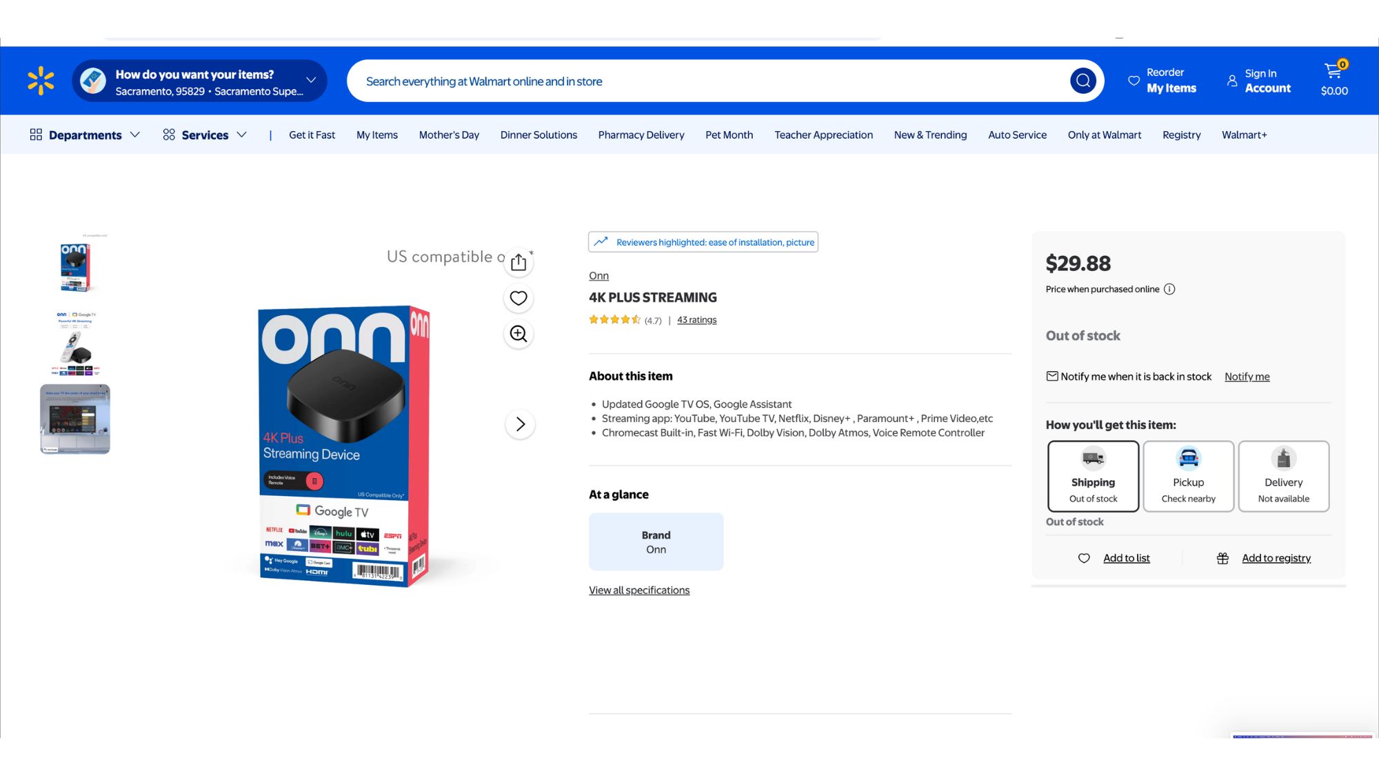 Onn 4K Plus listing