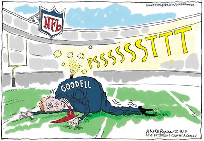 Political cartoon U.S. NFL Goodell