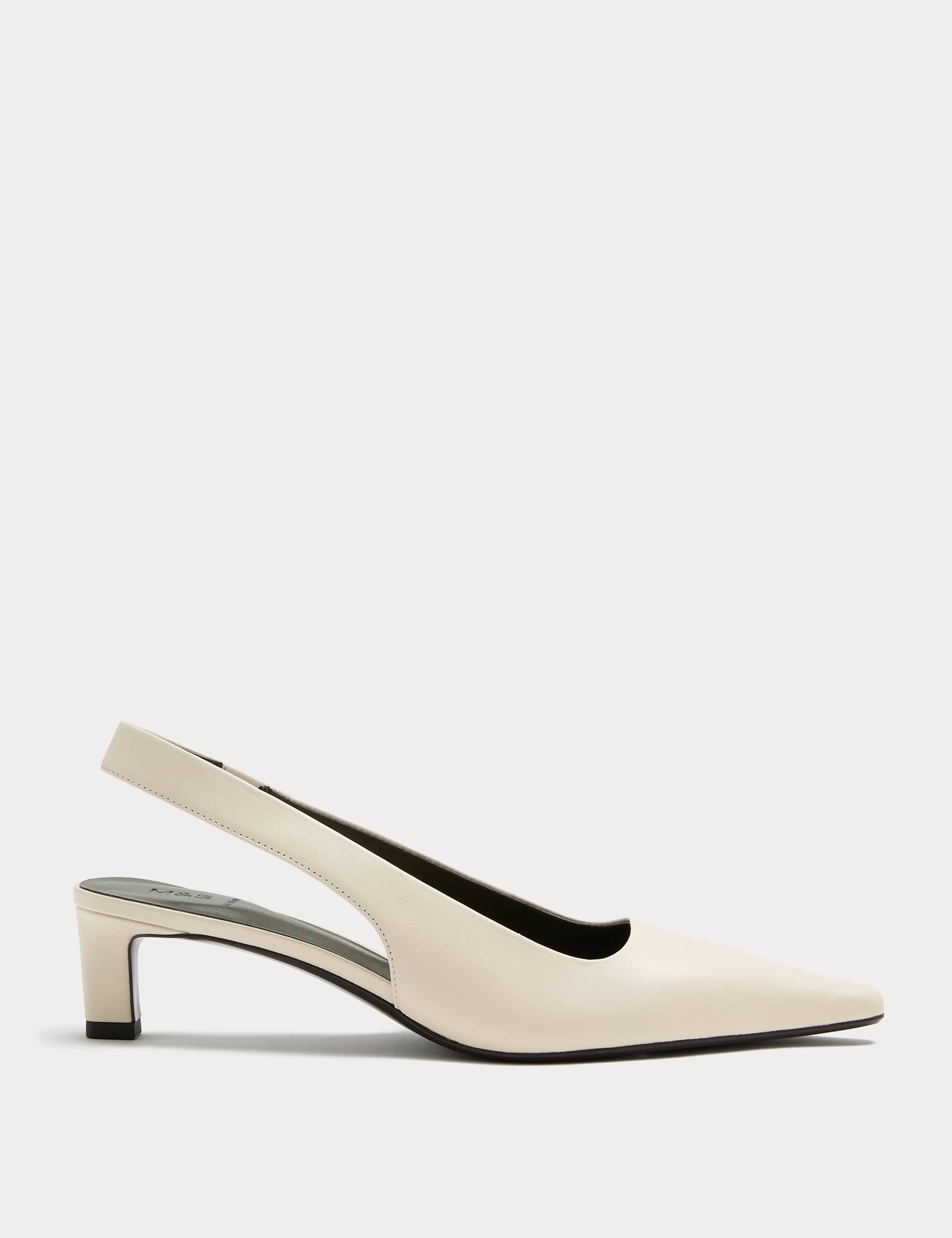 Leather Kitten Heel Slingback Shoes