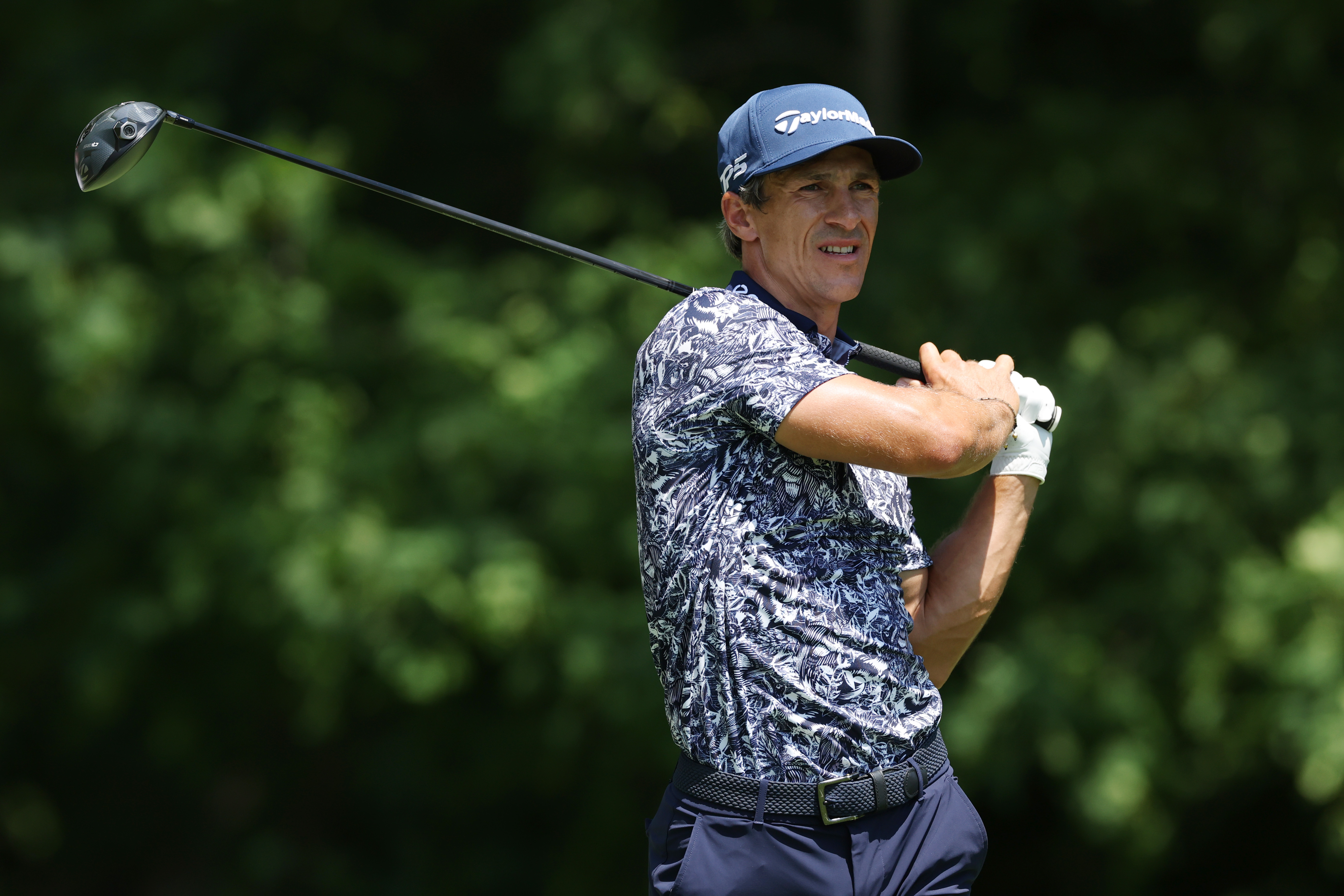 Thorbjorn Olesen hits a tee shot with a driver
