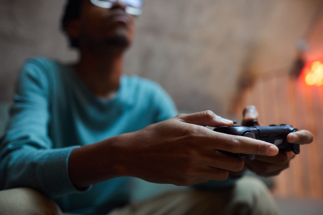 A man playing a video game.