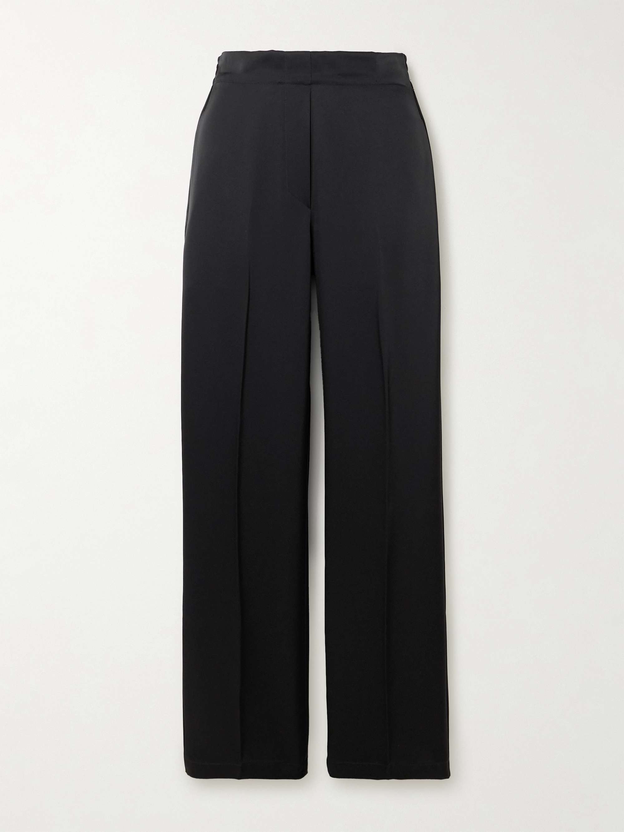 Barb Pleated Satin Wide-Leg Pants