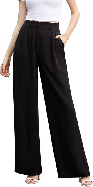 Sassy Zoey Wide Leg Pants for Women | High Waisted Trousers With Pockets | Comfortable Work Pants for Women | Business Casual Pants for Women | Women's Pants and Sizes Black Summer