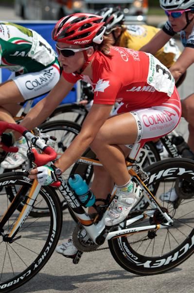 Leah Kirchmann (Colavita-Forno d'Asolo) riding in the bunch before her win.
