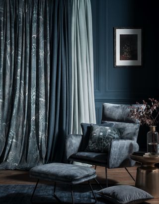 dark blue country curtain ideas
