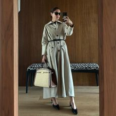 @erinoffduty wearing Kallmeyer's Tavi Trench Coat.