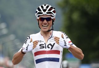 Peter Kennaugh (Team Sky) wins stage 1 at the Criterium du Dauphine.