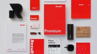 Rezult’s print collateral makes sharp use of the brand colours