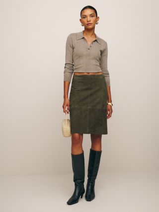 Veda Barrow Leather Low Rise Skirt