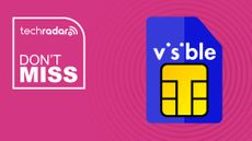 Visible branded SIM card on magenta background with don't miss text overlay