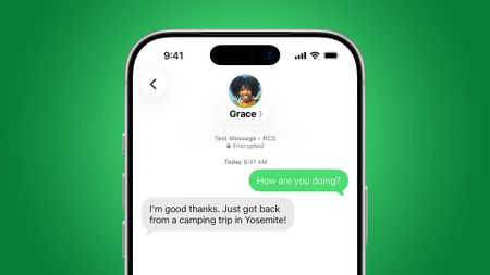 An iPhone showing an RCS message sent to another user.