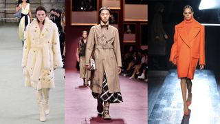 a composite of models on the runway wearing fall 2022 fashion trends