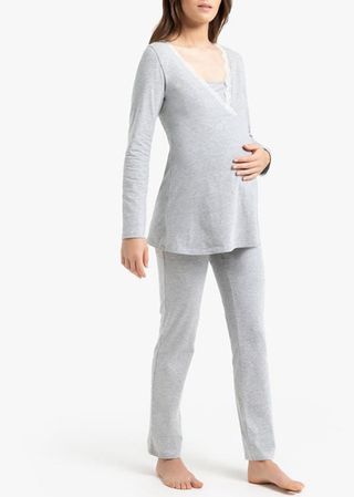 Maternity Clothes Pregnancy V-Neck Breastfeeding Dress Childbirth Nursing  Nightdress Nightwear Pregnancy Sleepwear Pajama Cotton