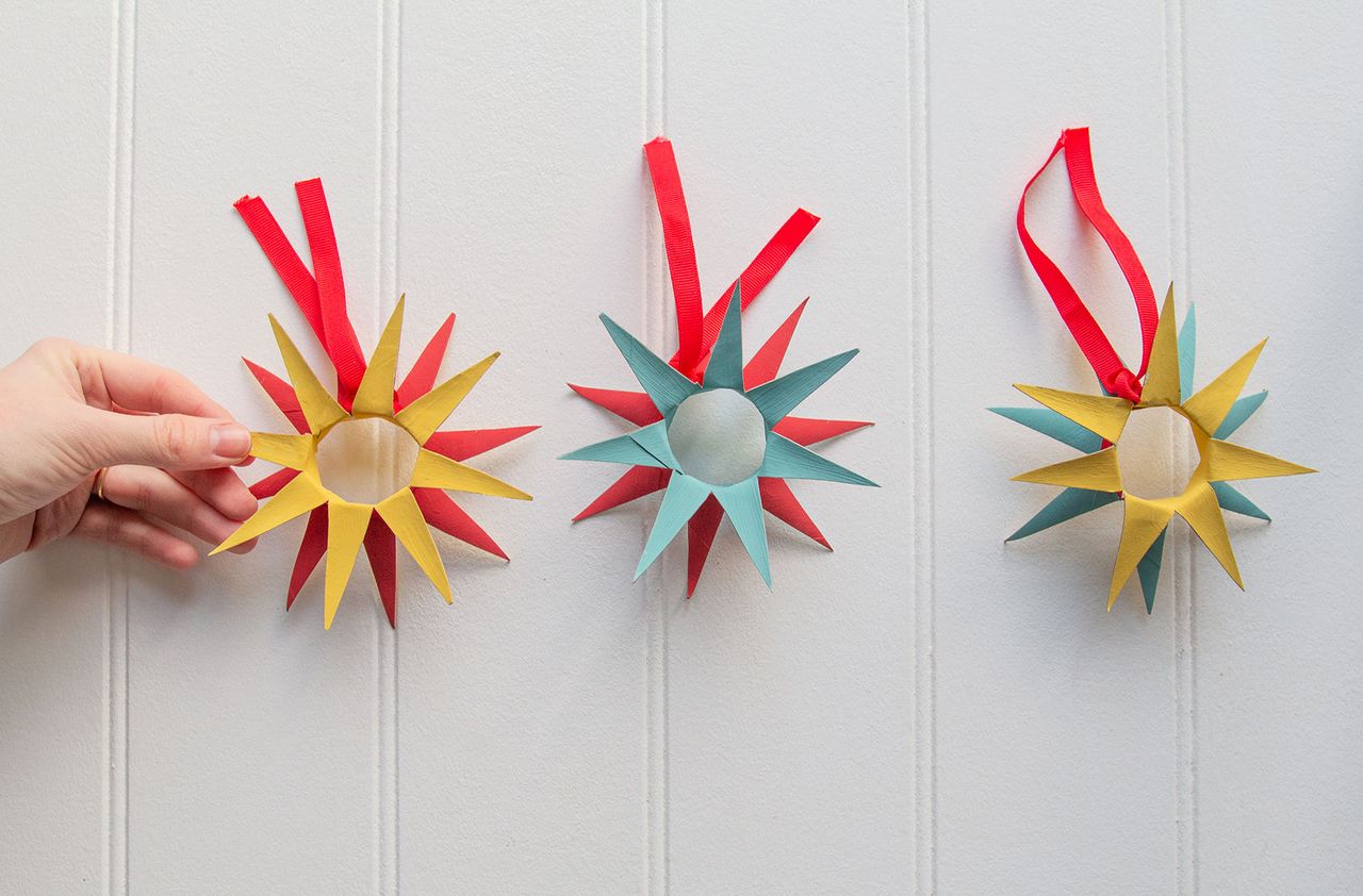 toilet roll Christmas decorations on a white background