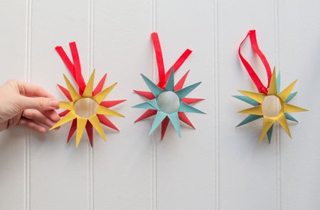 toilet roll Christmas decorations on a white background