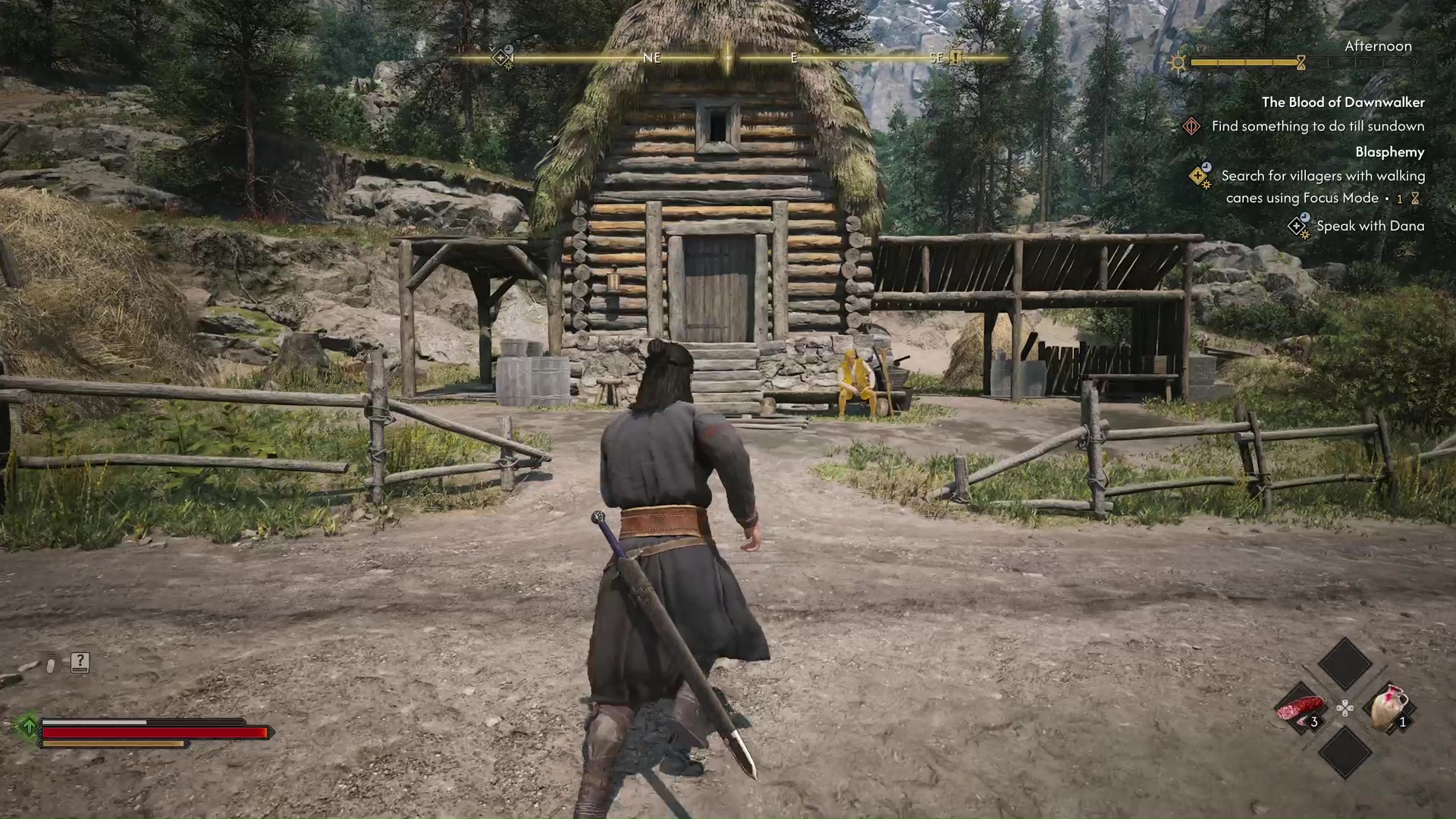 Coen approaches the banner thief in The Blood of Dawnwalker