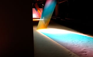 colourful A/W 2019 runway set featuring six rainbow projections