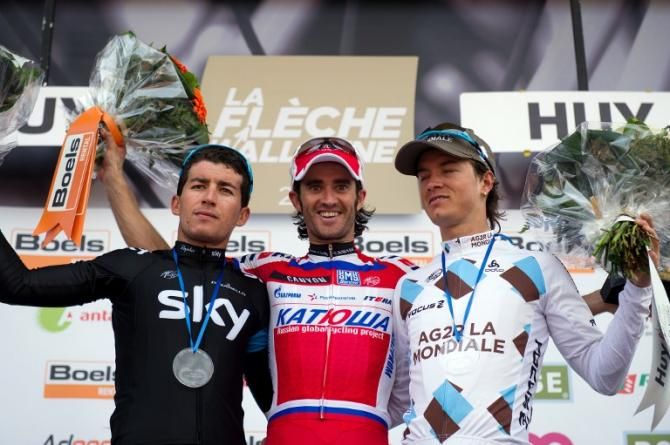 Sergio Henao (Sky), Daniel Moreno (Katusha) and Carlos Betancur (AG2R) made up the Fleche Wallonne podium