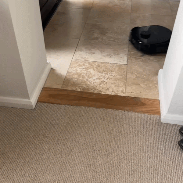 Eufy Omni E28 robot vacuum mop, a Reader Approved Awards cleaning category winner, cleaning the floor in a tester&rsquo;s home.