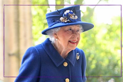 The Queen wearing blue outfit and hat