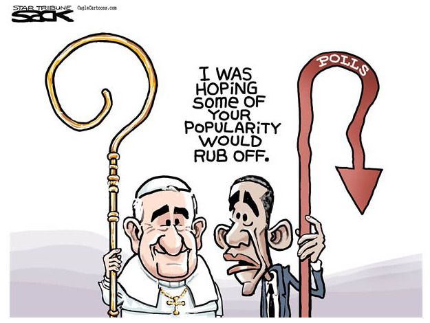 Obama cartoon Pope Obama polls