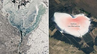 a pair of hearts seen on earth from space