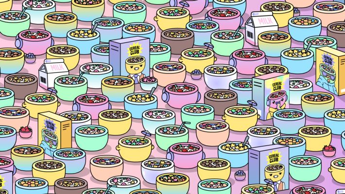 Illustrations of cereal bowls for the Cereal Club NFT collection