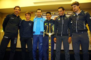 The favorites for Tirreno Adriatico pose with the trophy
