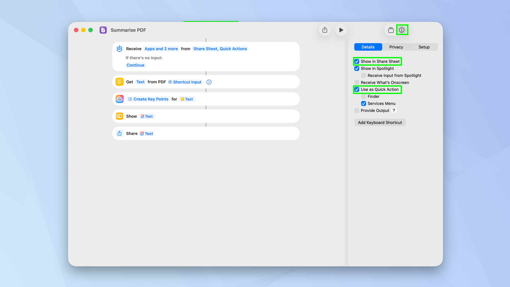 How to set up Apple shortcuts on Mac