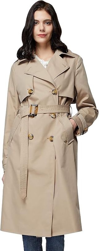 Orolay, Orolay Women's 3/4 Length Double Breasted Trench Coat Lapel Jacket With Belt Khaki L