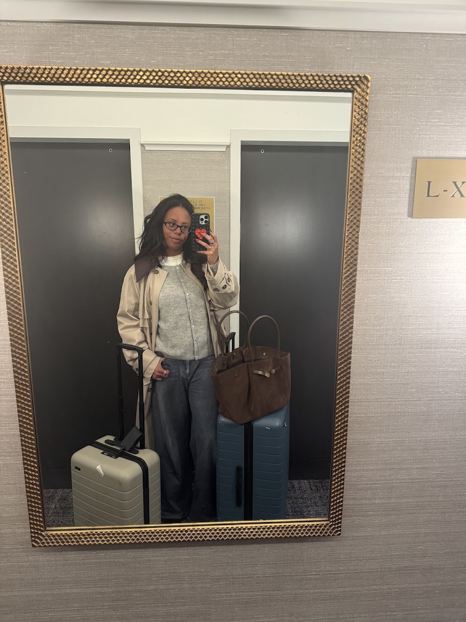 Sierra Mayhew wearing an airplane outfit.