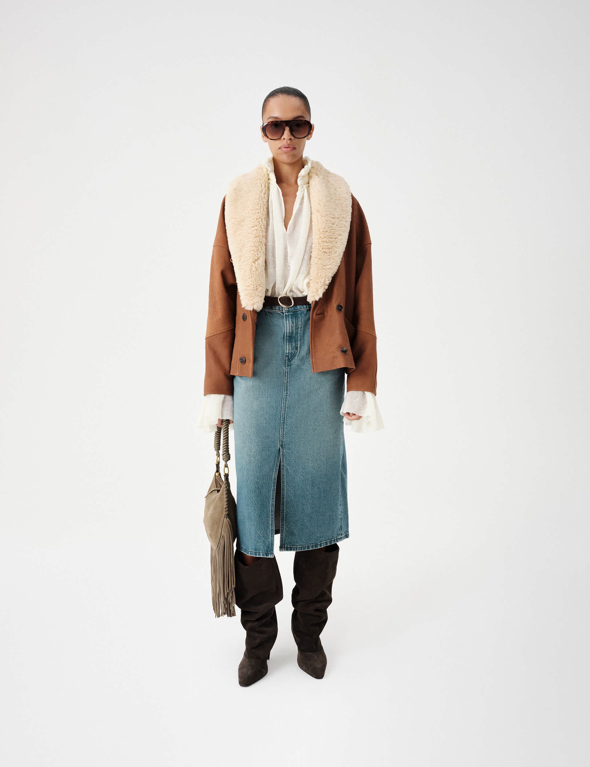 Leather Aged Relaxed Shawl Collar Jacket