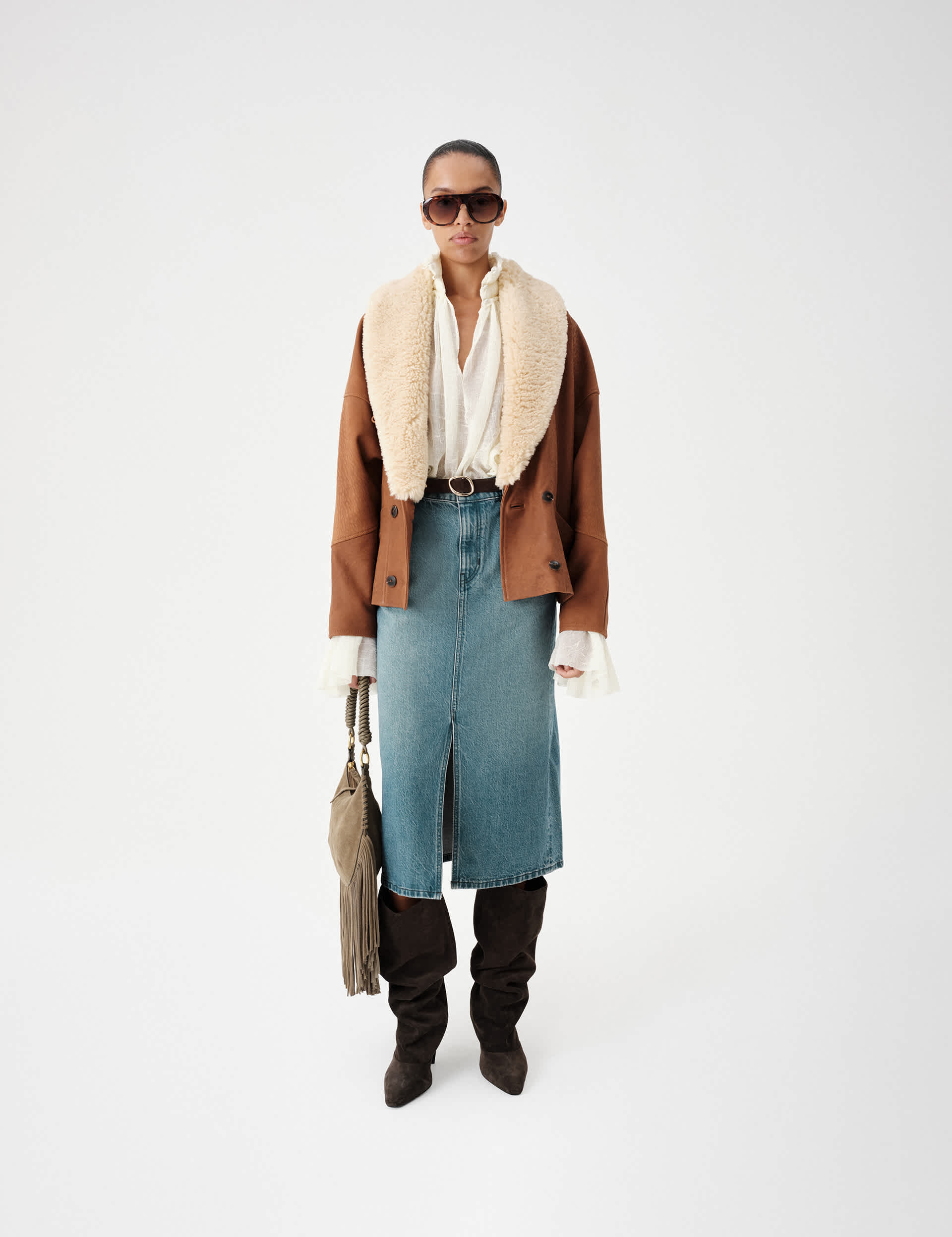 Leather Aged Relaxed Shawl Collar Jacket