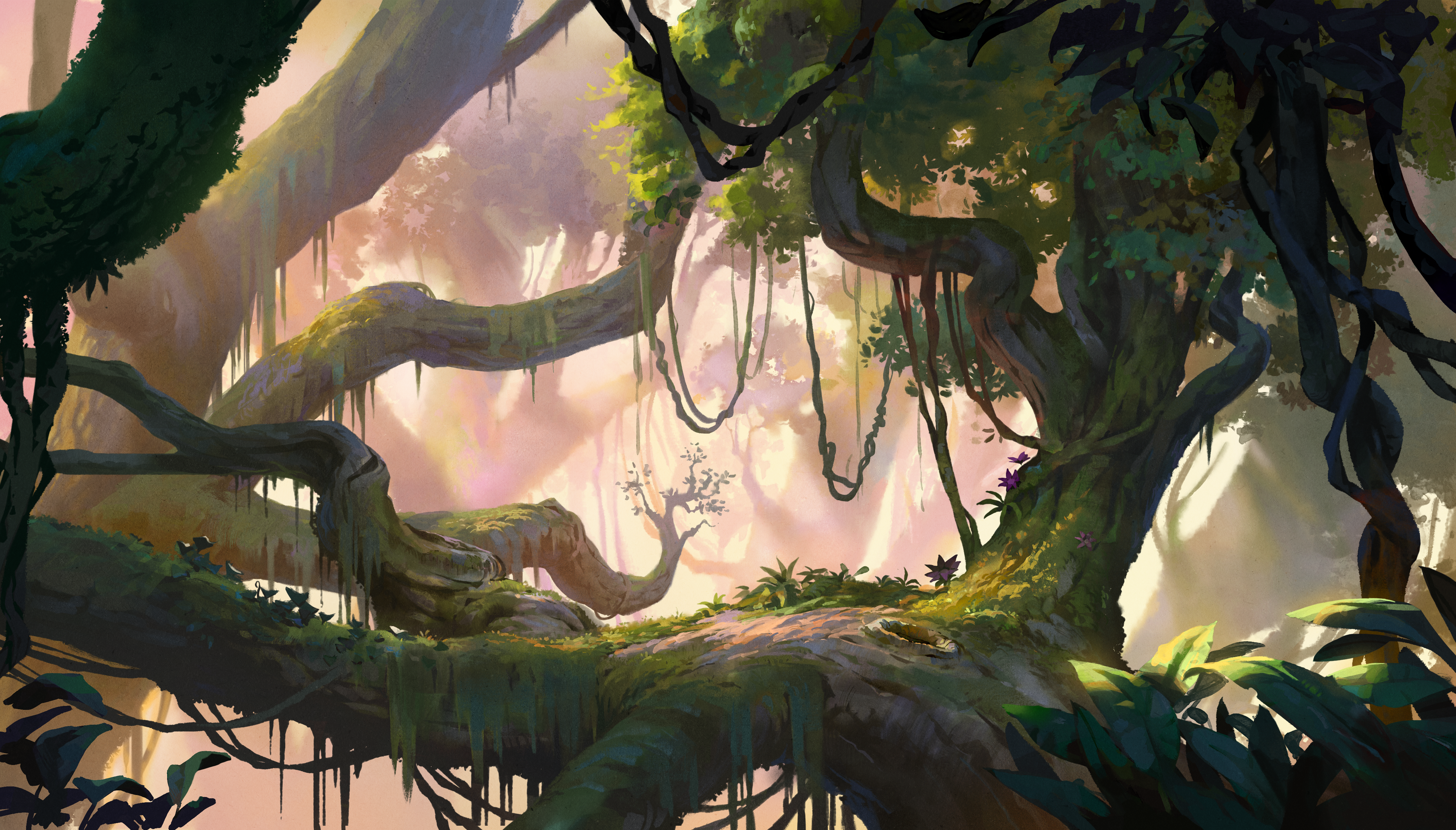 Painted backgrounds for an animated film